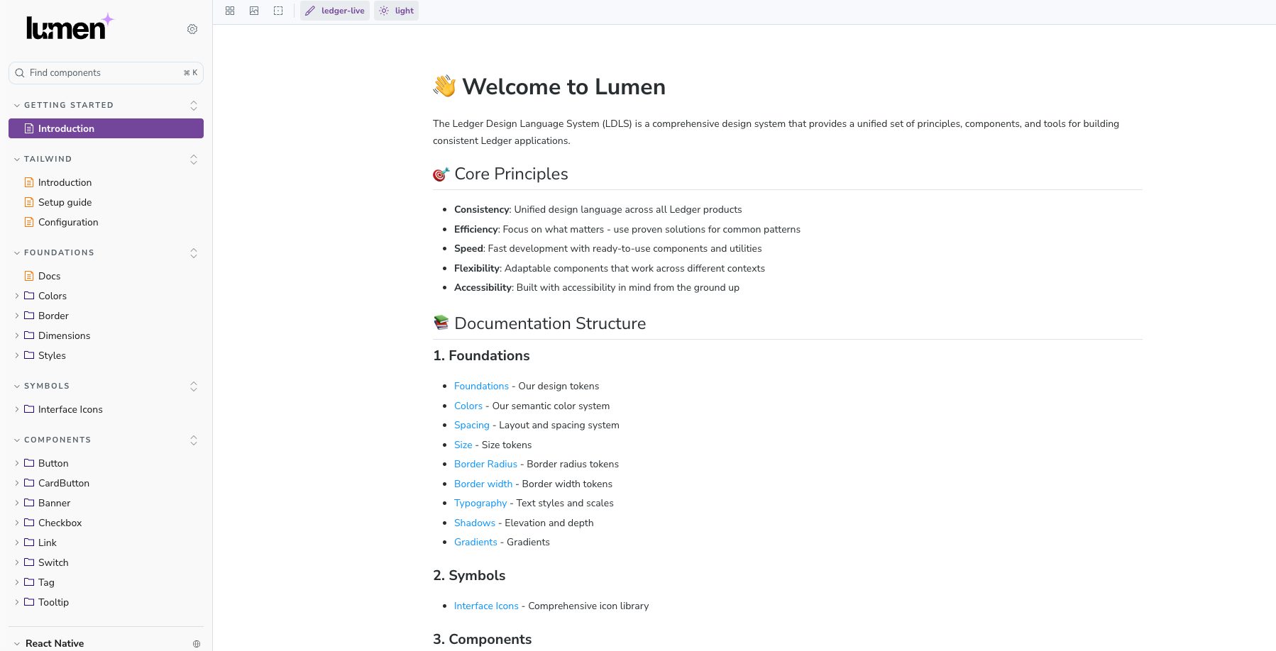 Ledger Design System - Lumen